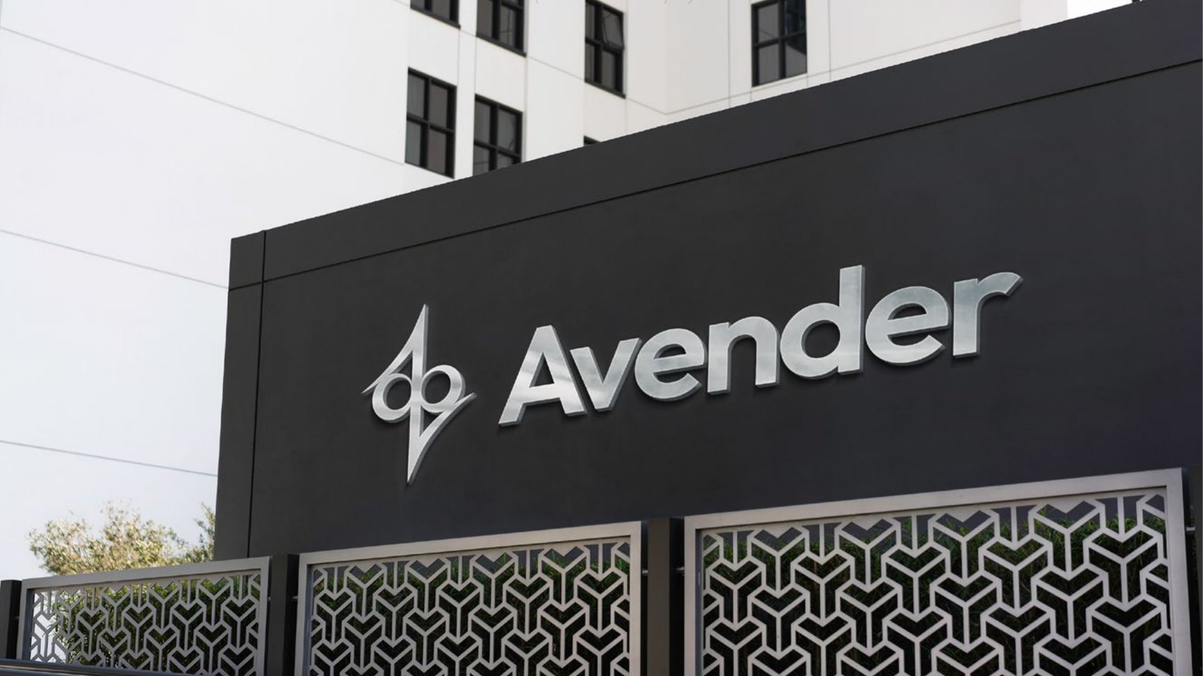 Store signage, with the pattern as screening