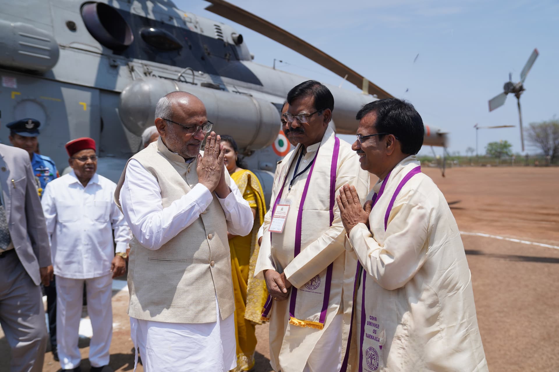 The Vice President received at the helipad