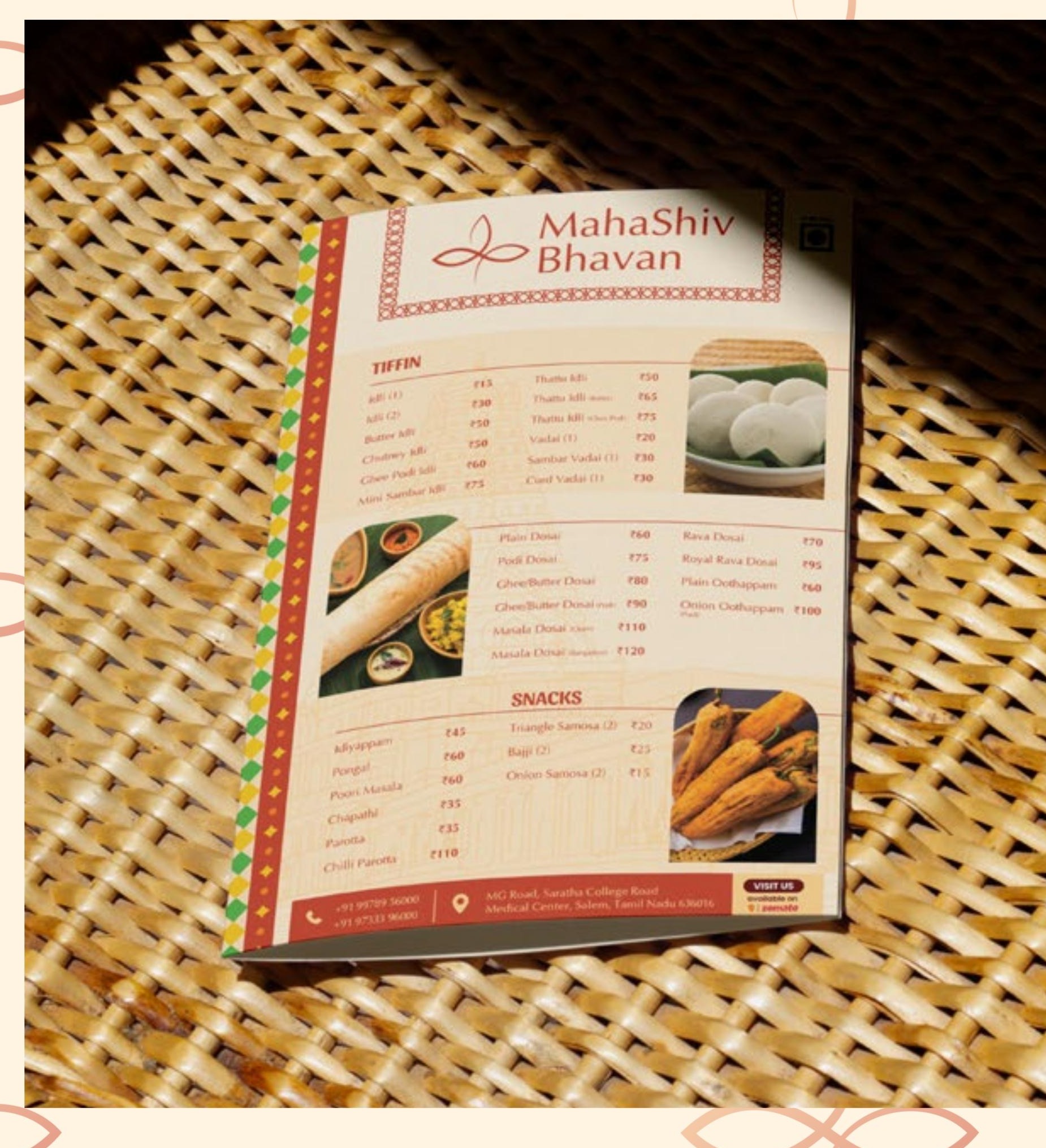 Tiffin and snacks menu