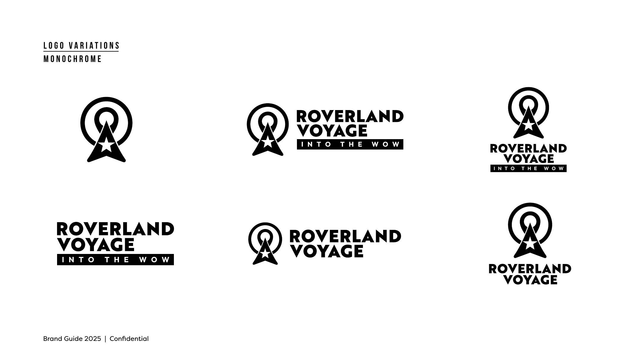 Six monochrome logo variations