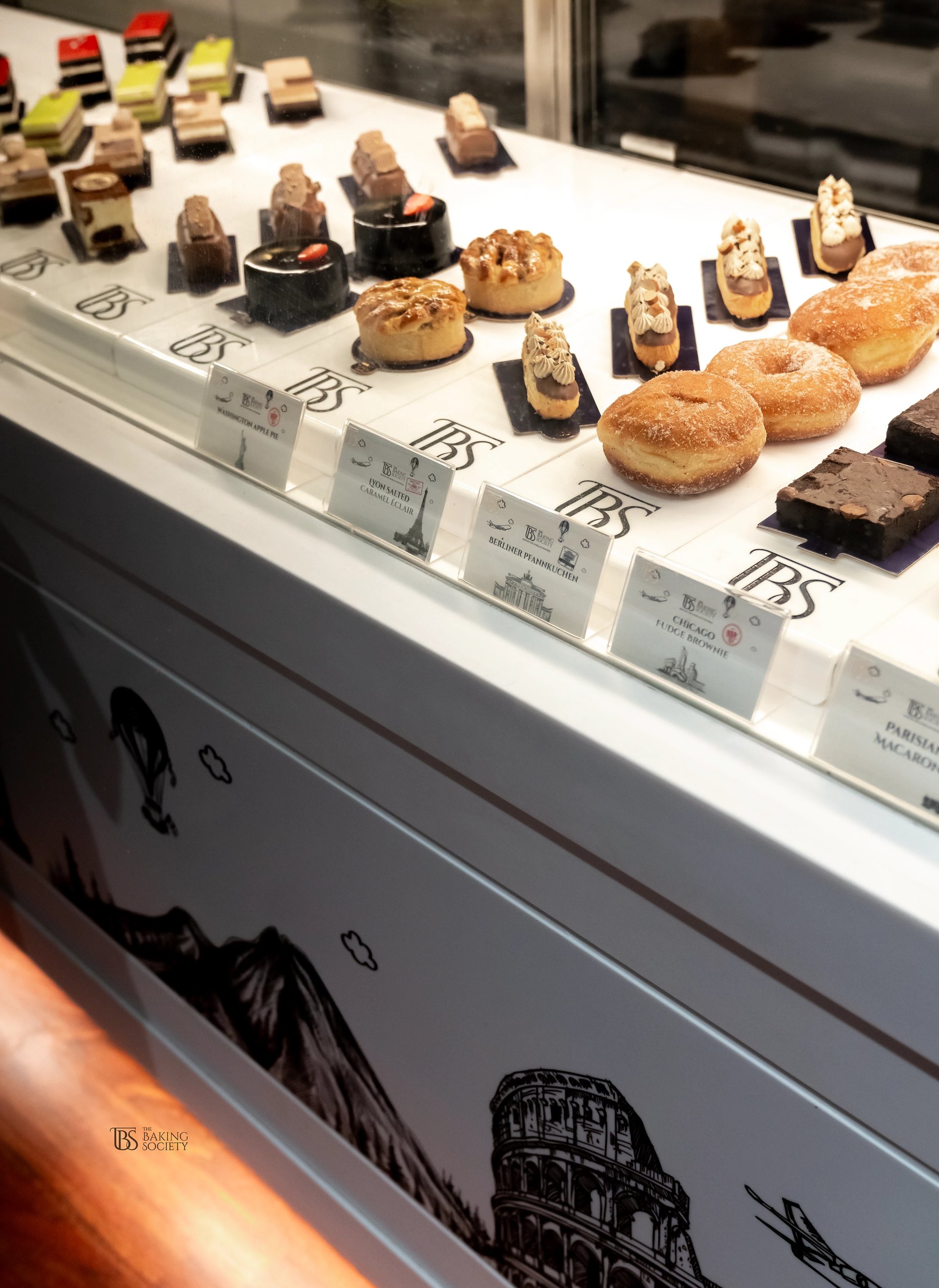 The counter, stocked