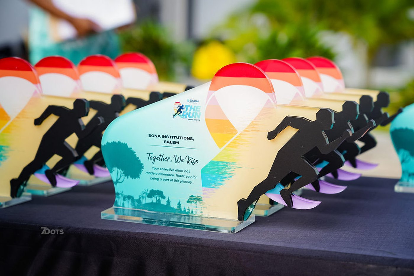 The trophies carry the runner