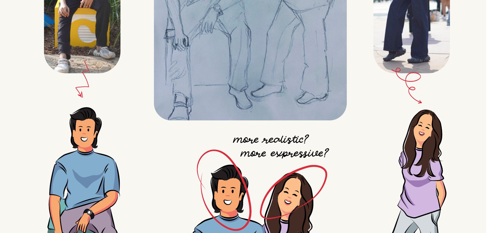 Illustrated separately, then brought together